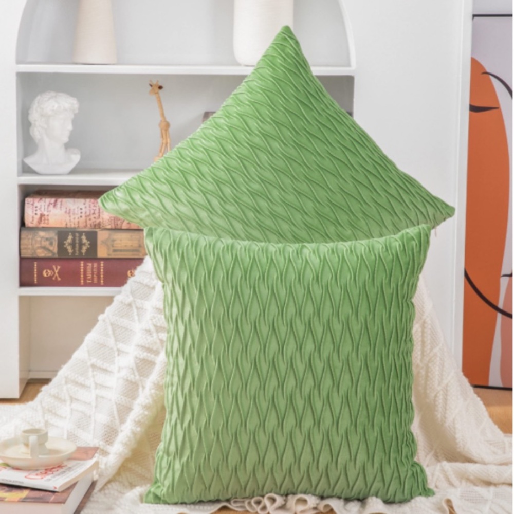 Apple Green Super Soft Textured Velvet Pillow Covers 2-Pack